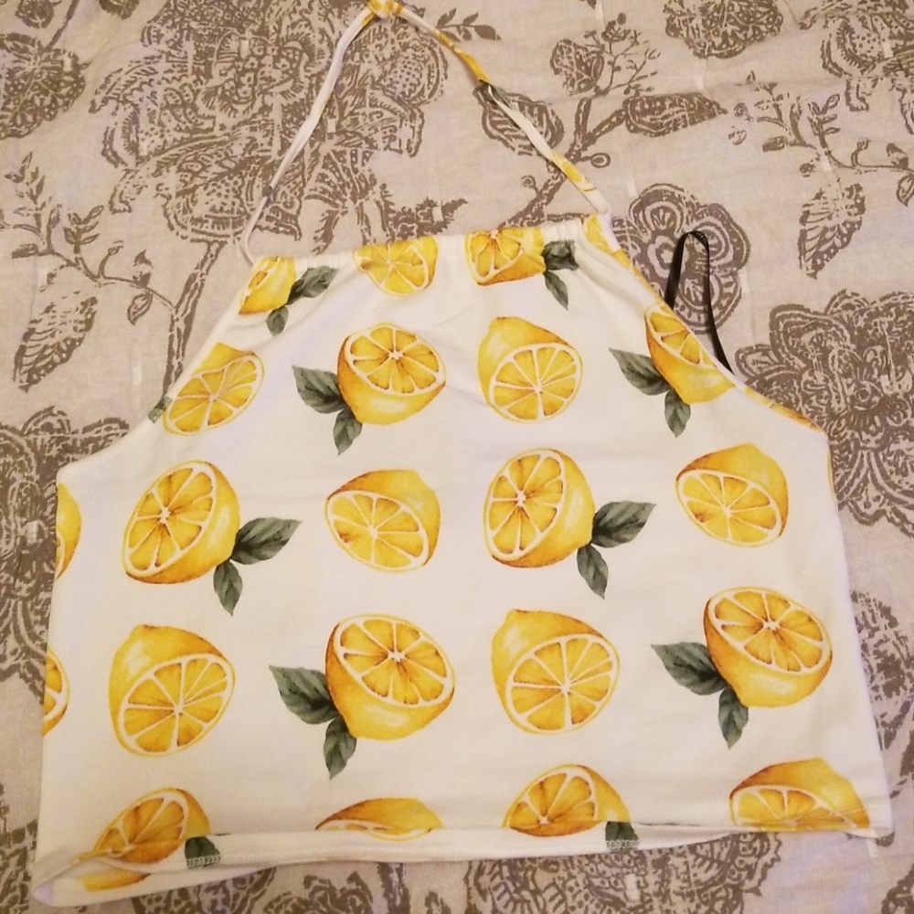 Lemon crop halter top